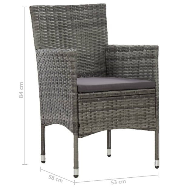 5 Piece Garden Dining Set Grey Poly Rattan And Acacia Wood Image 11