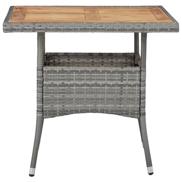5 Piece Garden Dining Set Grey Poly Rattan And Acacia Wood Image 3