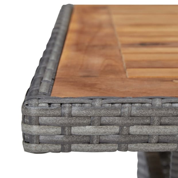 5 Piece Garden Dining Set Grey Poly Rattan And Acacia Wood Image 4