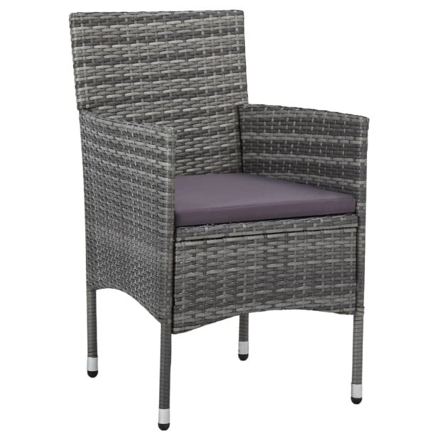 5 Piece Garden Dining Set Grey Poly Rattan And Acacia Wood Image 6