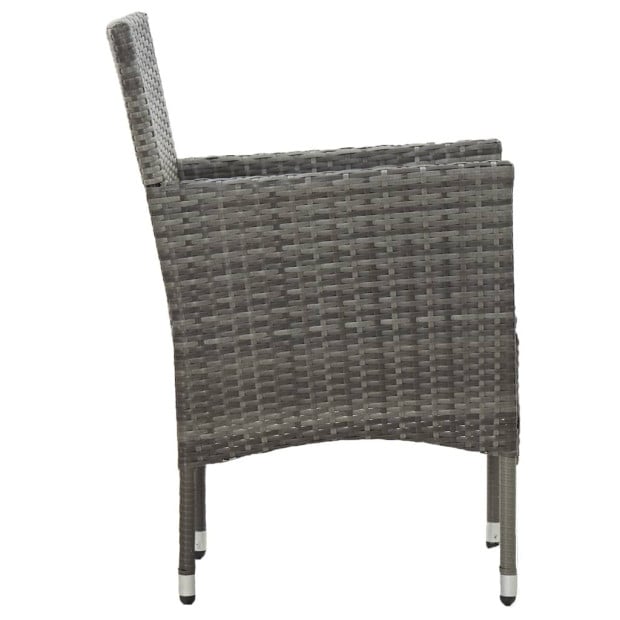 5 Piece Garden Dining Set Grey Poly Rattan And Acacia Wood Image 7