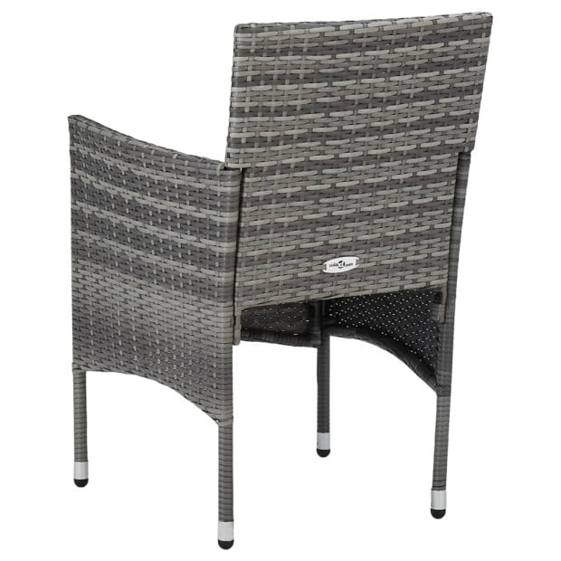 5 Piece Garden Dining Set Grey Poly Rattan And Acacia Wood Image 8