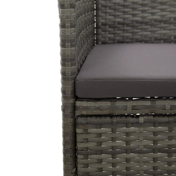 5 Piece Garden Dining Set Grey Poly Rattan And Acacia Wood Image 9