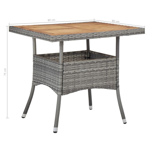 5 Piece Garden Dining Set Grey Poly Rattan And Acacia Wood Image 10