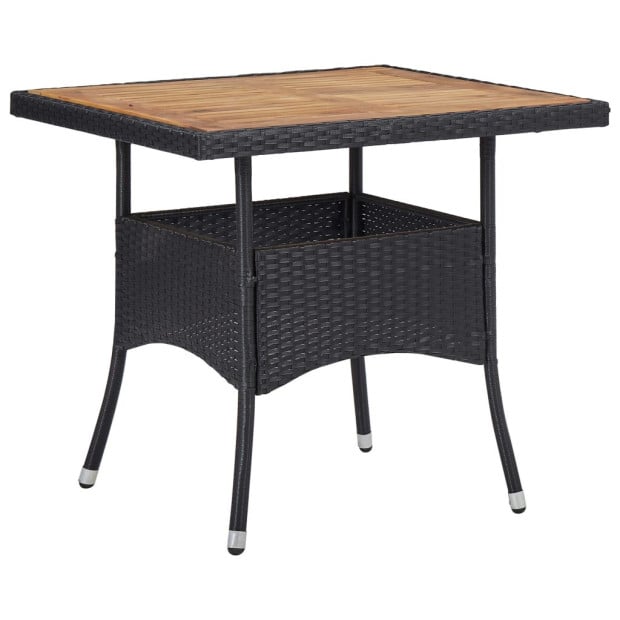 5 Piece Garden Dining Set Black Poly Rattan And Acacia Wood Image 2