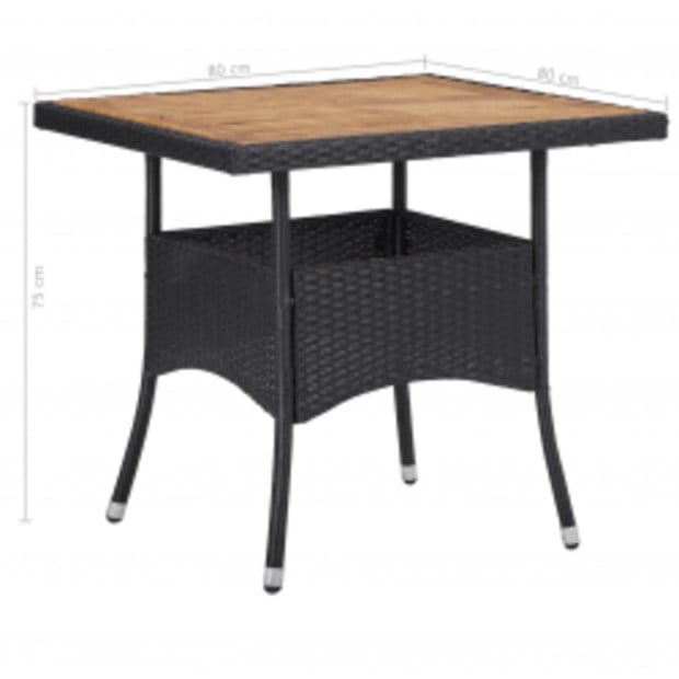 5 Piece Garden Dining Set Black Poly Rattan And Acacia Wood Image 11