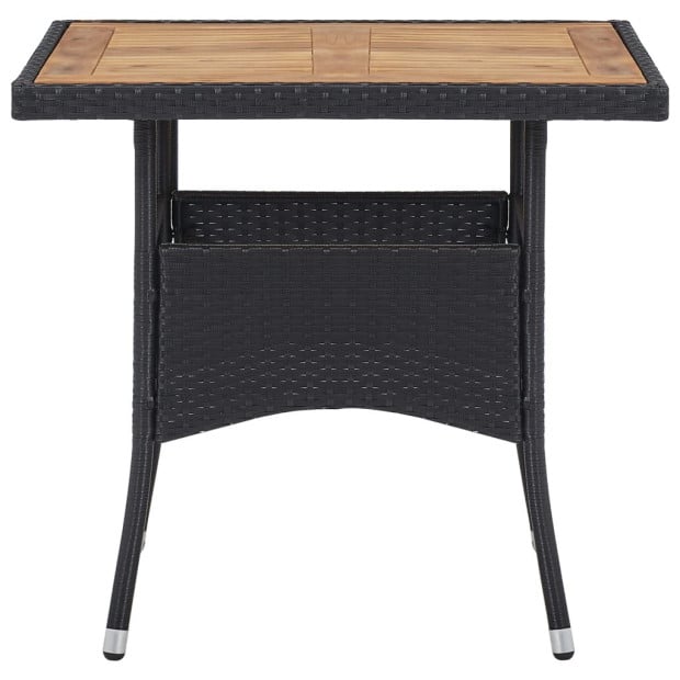 5 Piece Garden Dining Set Black Poly Rattan And Acacia Wood Image 4