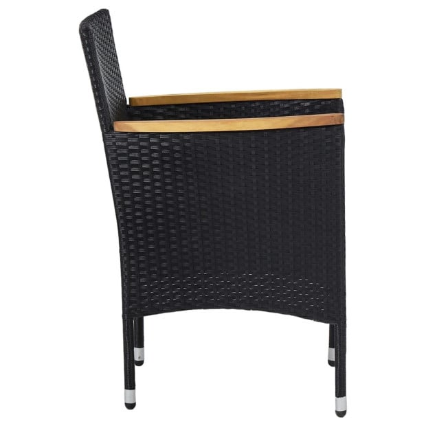 5 Piece Garden Dining Set Black Poly Rattan And Acacia Wood Image 8