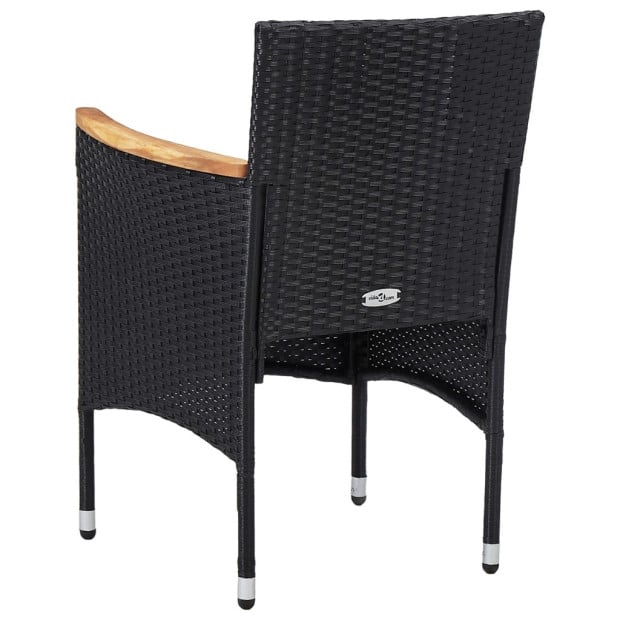 5 Piece Garden Dining Set Black Poly Rattan And Acacia Wood Image 9