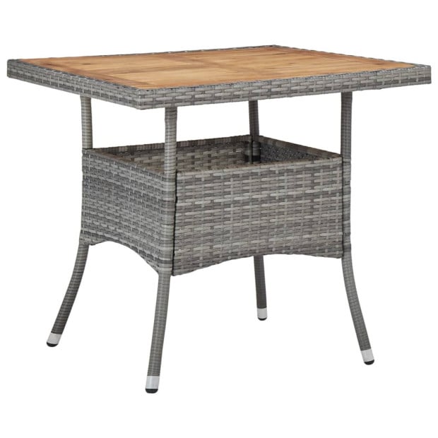 5pc Garden Dining Set Grey Poly Rattan And Acacia Wood Image 2