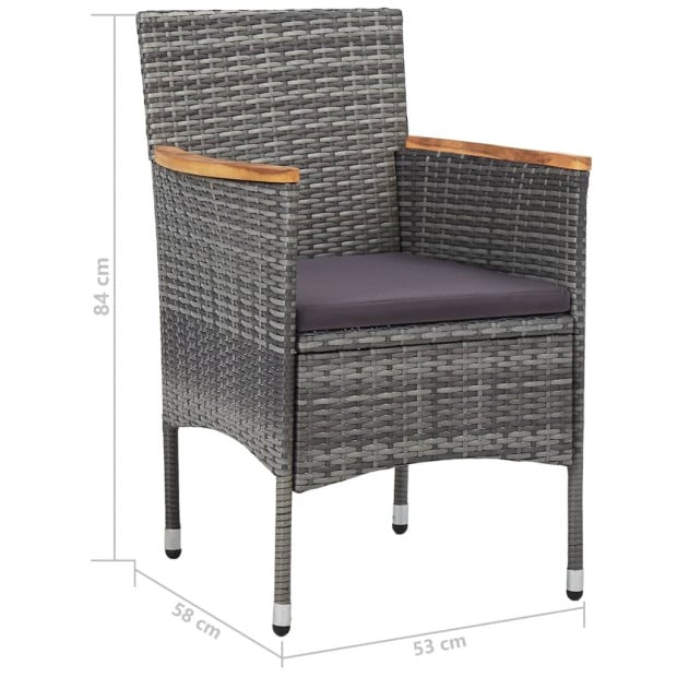 5pc Garden Dining Set Grey Poly Rattan And Acacia Wood Image 11