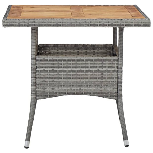 5pc Garden Dining Set Grey Poly Rattan And Acacia Wood Image 3