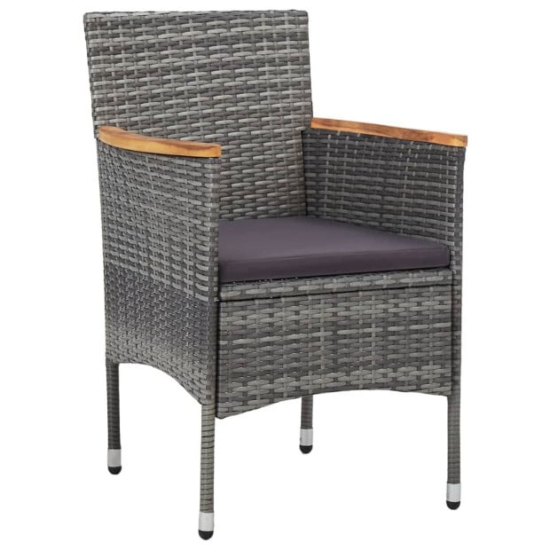 5pc Garden Dining Set Grey Poly Rattan And Acacia Wood Image 6