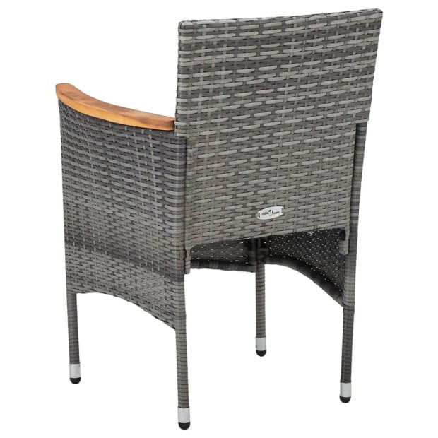 5pc Garden Dining Set Grey Poly Rattan And Acacia Wood Image 8