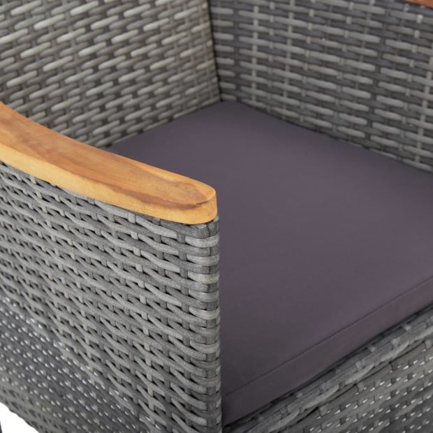 5pc Garden Dining Set Grey Poly Rattan And Acacia Wood Image 9
