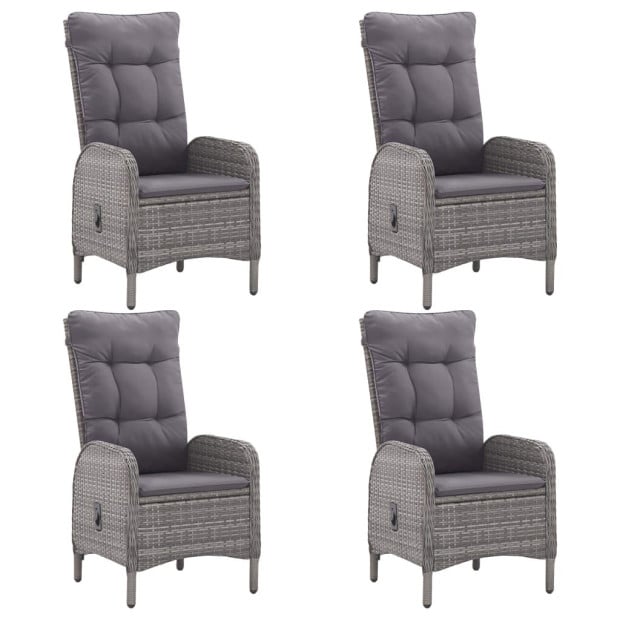 5 Piece Garden Dining Set Poly Rattan And Acacia Wood Grey Image 3