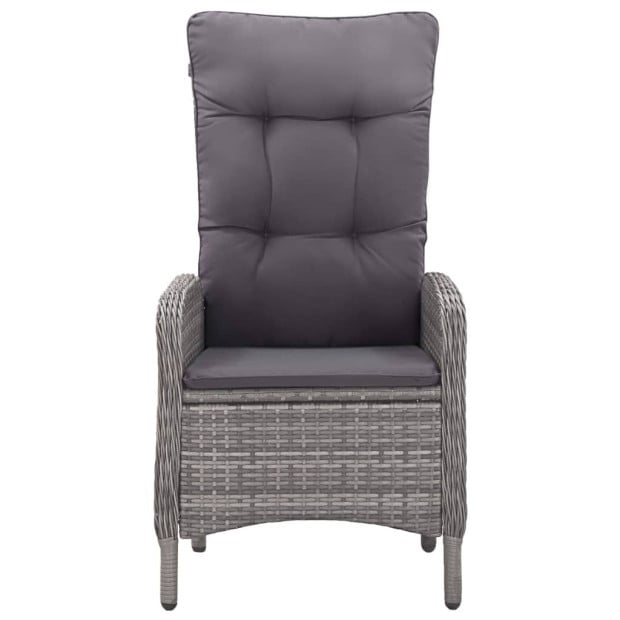 5 Piece Garden Dining Set Poly Rattan And Acacia Wood Grey Image 5