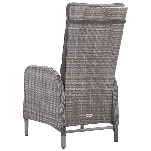 5 Piece Garden Dining Set Poly Rattan And Acacia Wood Grey Image 7