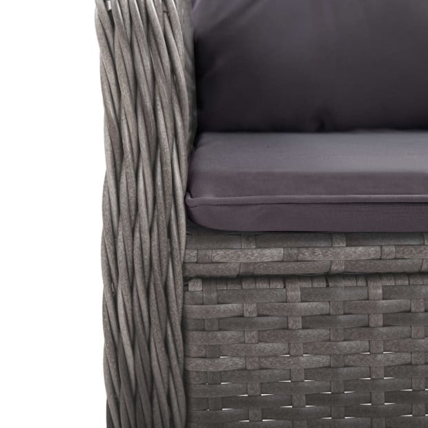 5 Piece Garden Dining Set Poly Rattan And Acacia Wood Grey Image 10