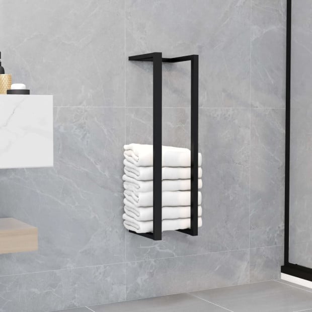 Towel Rack Black 12.5x12.5x 60cm Iron Image 2
