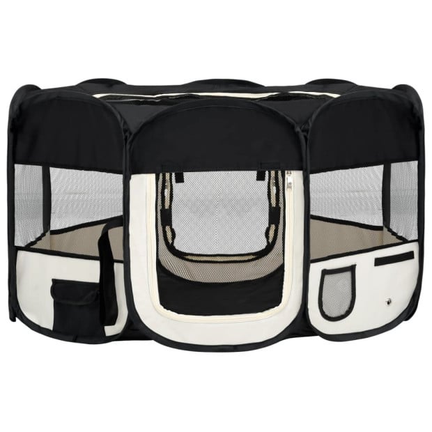 Foldable Dog Playpen With Carrying Bag Black 145x145x61 Cm Image 2