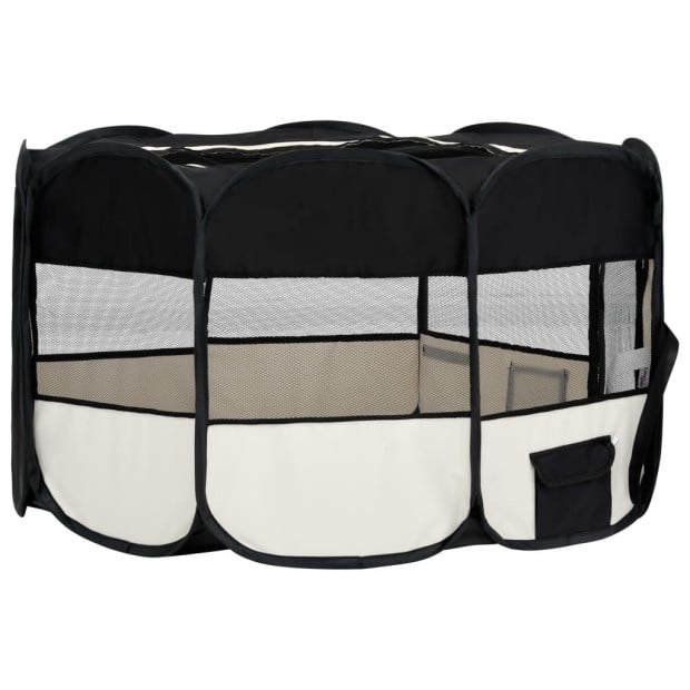 Foldable Dog Playpen With Carrying Bag Black 145x145x61 Cm Image 4