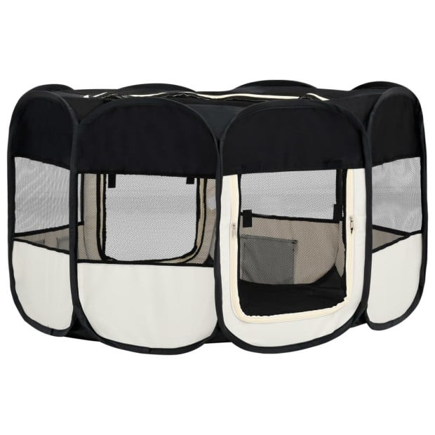 Foldable Dog Playpen With Carrying Bag Black 145x145x61 Cm Image 5
