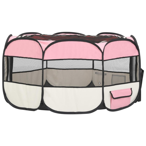 Foldable Dog Playpen With Carrying Bag Pink 145x145x61 Cm Image 7