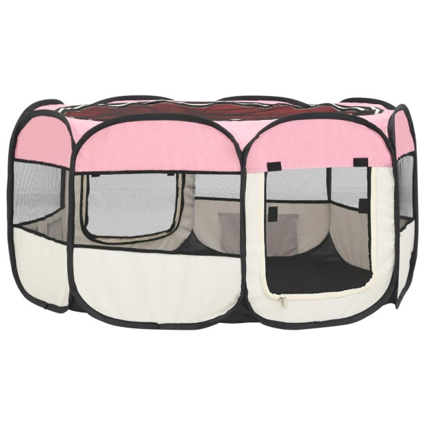 Foldable Dog Playpen With Carrying Bag Pink 145x145x61 Cm Image 8