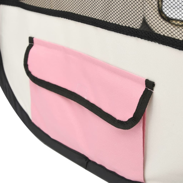 Foldable Dog Playpen With Carrying Bag Pink 145x145x61 Cm Image 10