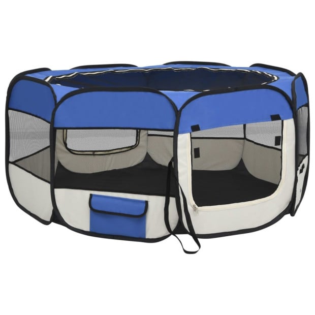 Foldable Dog Playpen With Carrying Bag Blue 145x145x61 Cm Image 6