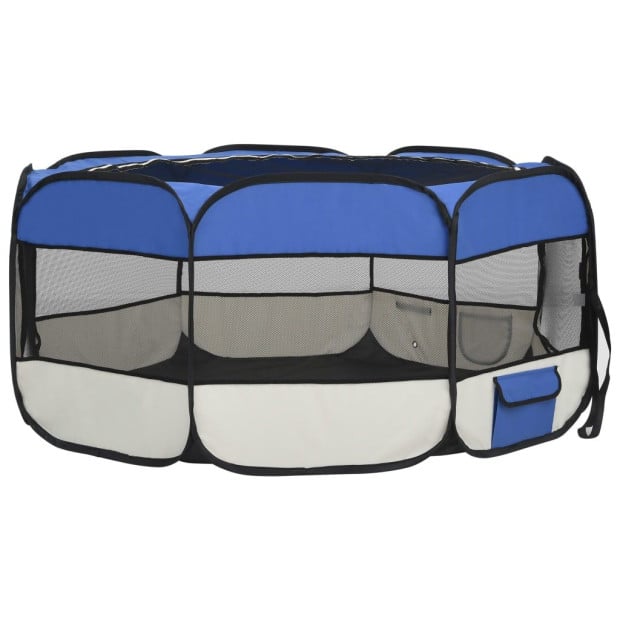 Foldable Dog Playpen With Carrying Bag Blue 145x145x61 Cm Image 7