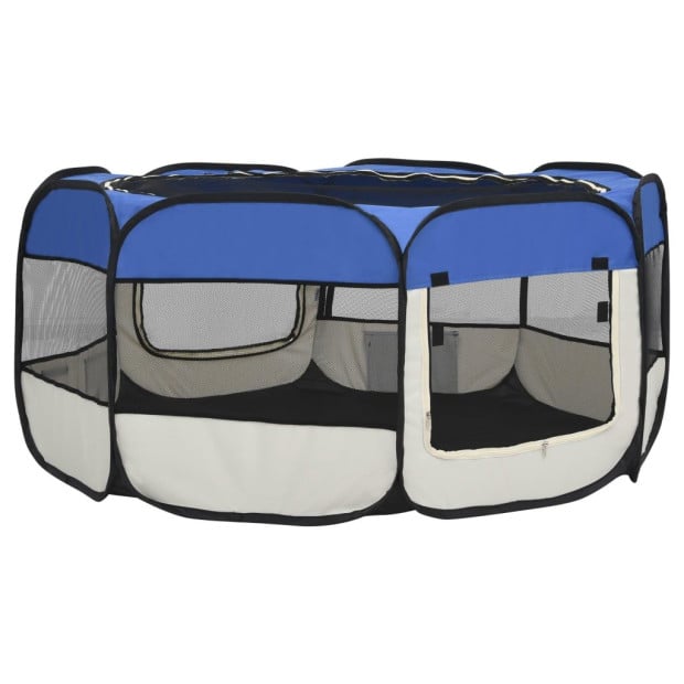 Foldable Dog Playpen With Carrying Bag Blue 145x145x61 Cm Image 8