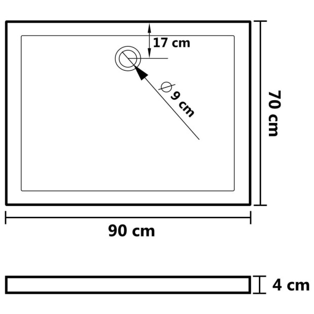 Rectangular Abs Shower Bathroom Base Tray 70cm x 90cm Image 7