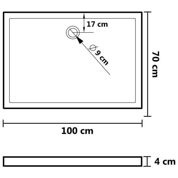 Rectangular ABS Shower Base Tray White 70x100cm Image 7