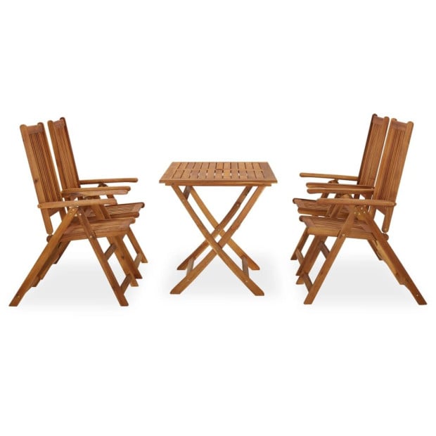 5 Piece Solid Acacia Wood Garden Dining Set Image 2