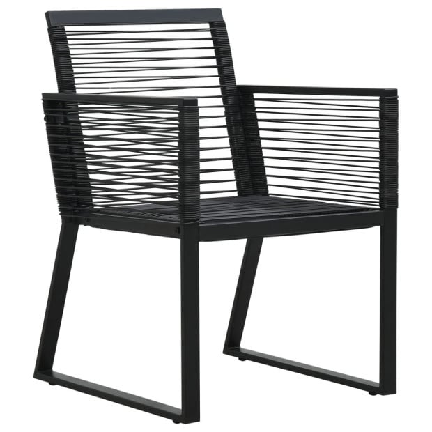 5 Piece Outdoor Dining Set PVC Rattan Black Image 5