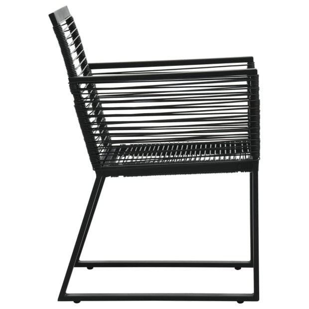 5 Piece Outdoor Dining Set PVC Rattan Black Image 7