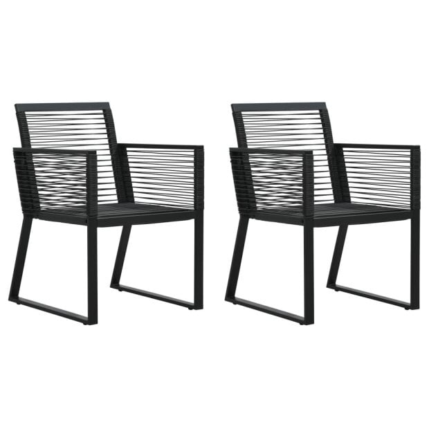 3 Piece Outdoor Dining Set PVC Rattan Black Image 6