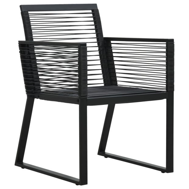3 Piece Outdoor Dining Set PVC Rattan Black Image 7
