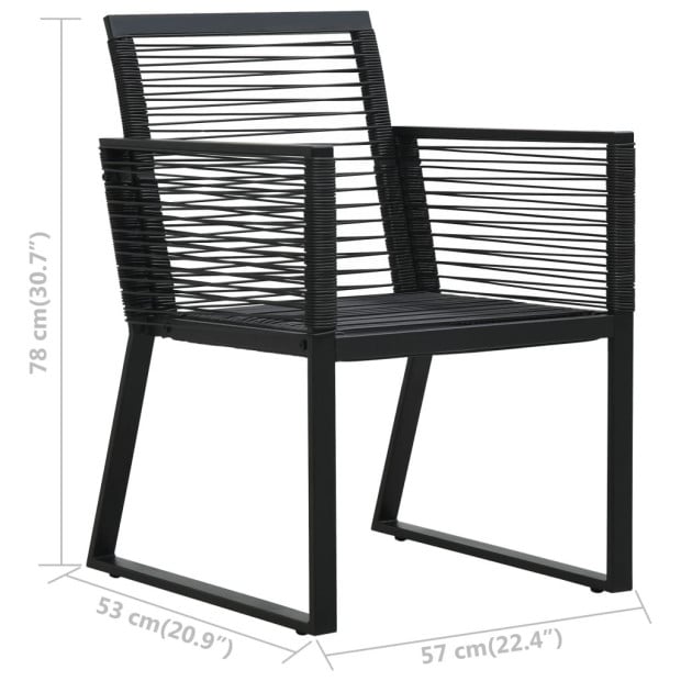 3 Piece Outdoor Dining Set PVC Rattan Black Image 11
