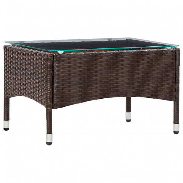 2 Piece Garden Lounge Set With Cushion Poly Rattan Brown Image 2