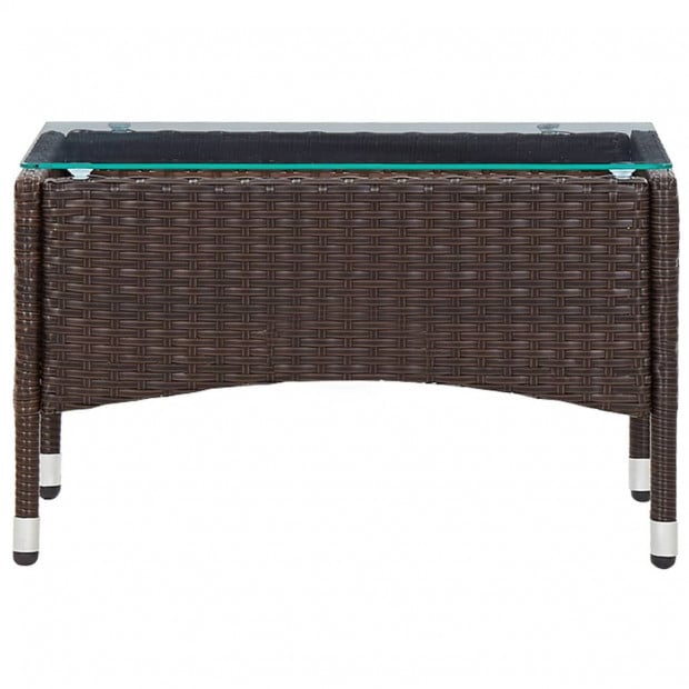 2 Piece Garden Lounge Set With Cushion Poly Rattan Brown Image 3