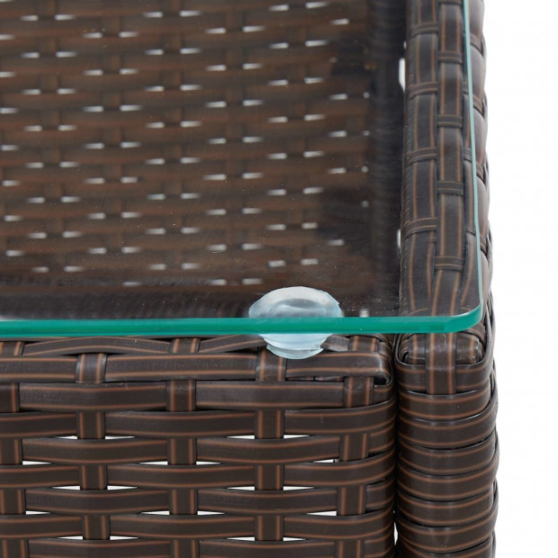 2 Piece Garden Lounge Set With Cushion Poly Rattan Brown Image 5