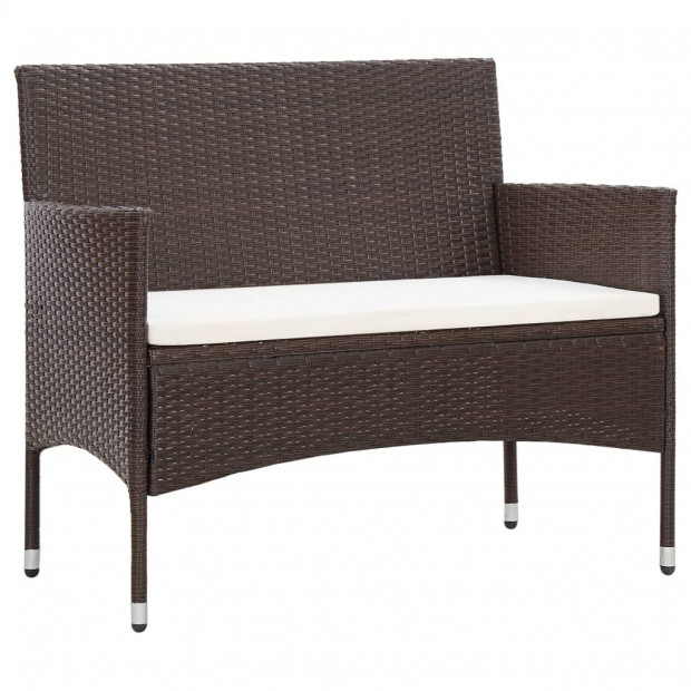 2 Piece Garden Lounge Set With Cushion Poly Rattan Brown Image 6