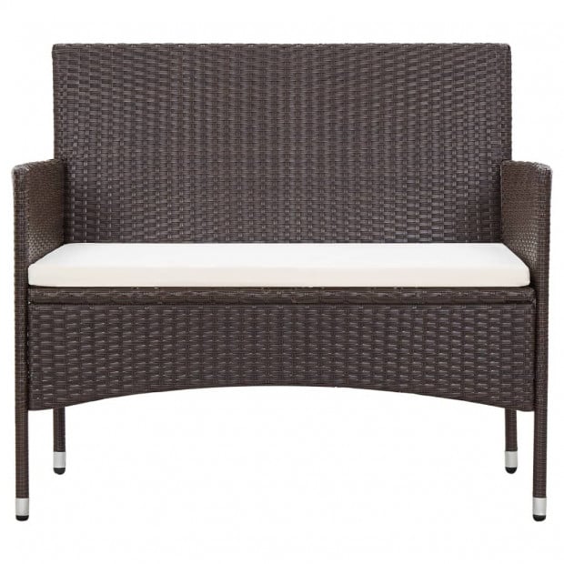 2 Piece Garden Lounge Set With Cushion Poly Rattan Brown Image 7