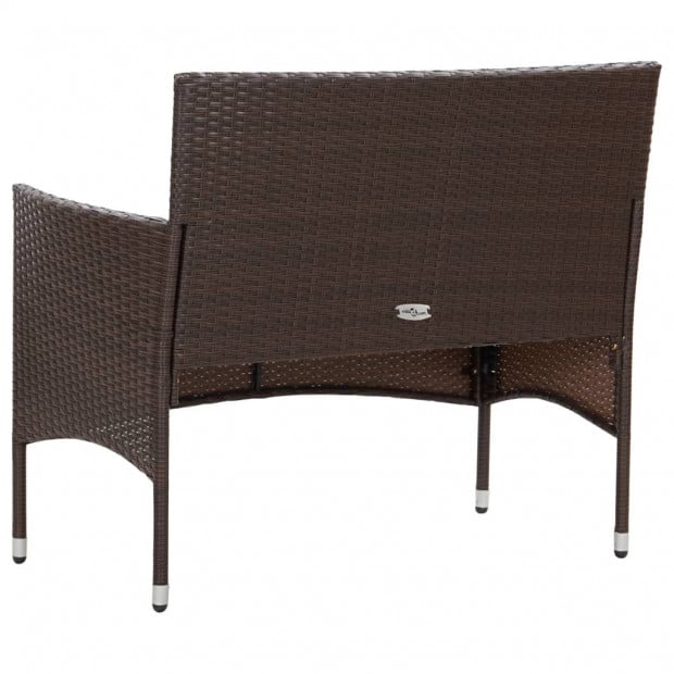 2 Piece Garden Lounge Set With Cushion Poly Rattan Brown Image 9