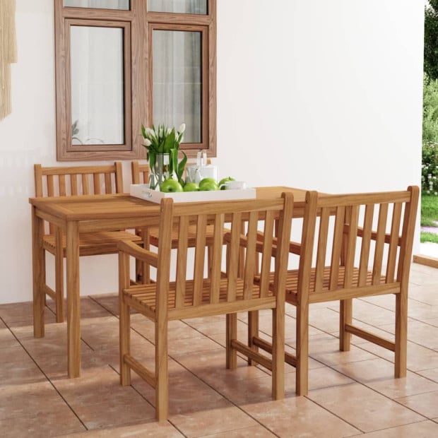 5 Piece Garden Dining Set Solid Teak Wood Image 2