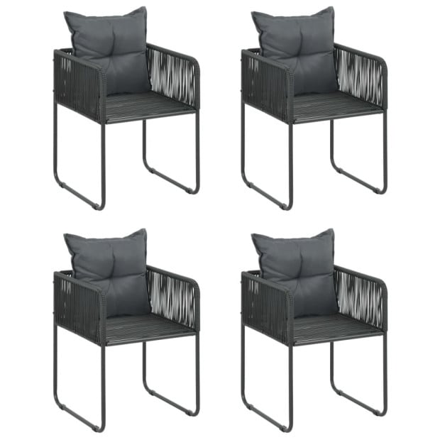 5 Piece Garden Dining Set PVC Rattan Black Image 4