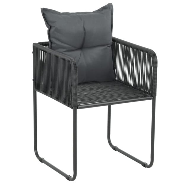 5 Piece Garden Dining Set PVC Rattan Black Image 5